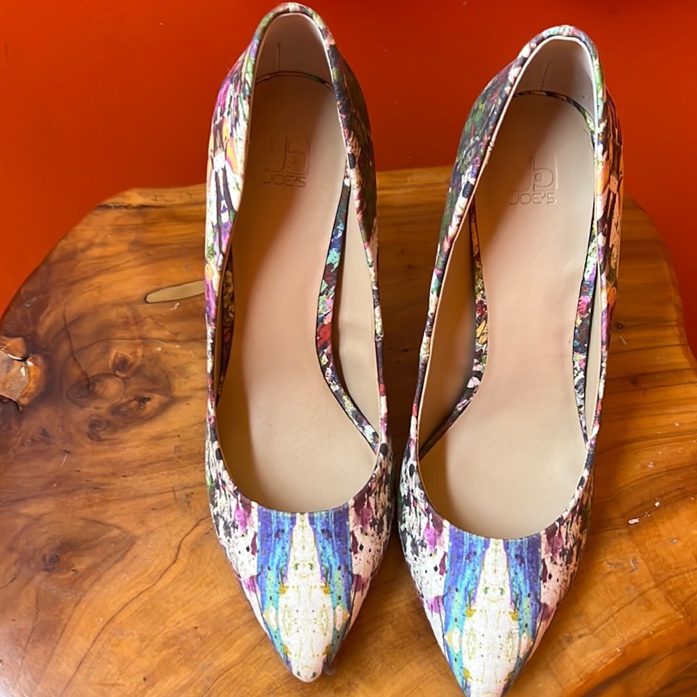 JOE’S NEW MULTI COLORED PAINT BLOTCHED HEELS